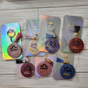 Libra Zodiac Sign Keychain Keyring Horoscope Astrological Sign
