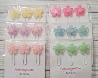 Decorative Paper Clips  Planner Clips Office Stationery Organization Colored Flowers