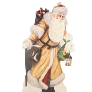 Vintage Santa Sign, Bethany Lowe Designs, Vintage Santa Picture, Old World Santa with Lantern, Christmas Collectible, Easel Backed Sign