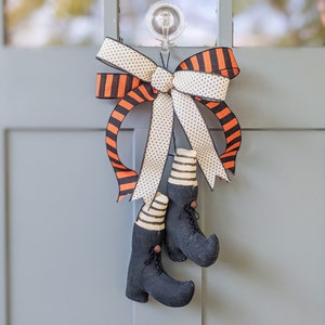 Witch Boots Door Hanger, Primitive Witch Boots Decor, Hanging Witch Boots, Halloween Front Door, Halloween Entryway Decor, Witch Door Decor