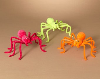 Halloween Spider, Pink Spider, Orange Spider, Green Spider, Neon Halloween Decor, Bright Halloween, Spider Decoration with Bendable Legs