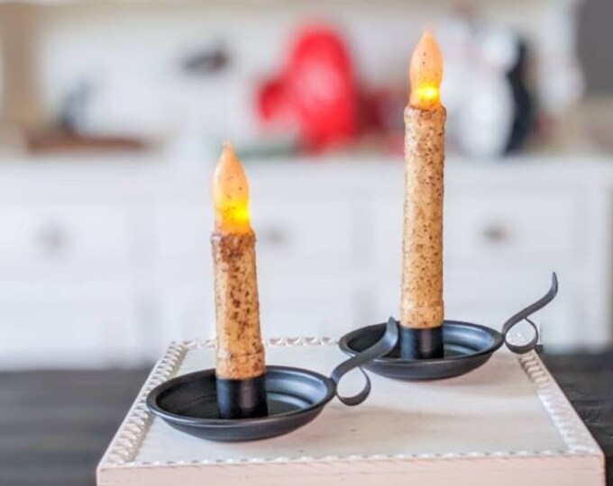 Burnt Ivory Taper Candle, Battery Operated Candle, LED Taper Candle