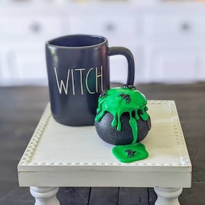 Mini Witch&#39;s Cauldron , Halloween Tiered Tray Decor, Fake Witch&#39;s Brew Mug, Witch Tiered Tray Decor, Small Cauldron Decor, Fake Food Prop