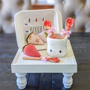Fake Strawberry Jam Mini Spoon, Strawberry Tiered Tray Decor, Strawberry Mug Topper, Summer Tiered Tray, Rae Dunn Accessories image 1