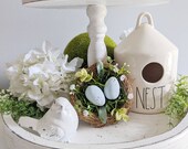 Bird Nest Set, Bird 39 s Nest with Eggs, Bird Tiered Tray Decor, Chippy White Decor, Rae Dunn Birdhouse, Everyday Tiered Tray Decor