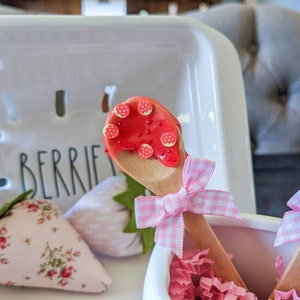 Fake Strawberry Jam Mini Spoon, Strawberry Tiered Tray Decor, Strawberry Mug Topper, Summer Tiered Tray, Rae Dunn Accessories image 6