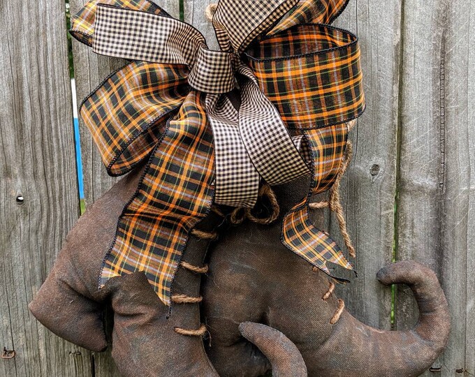 Primitive Witch Boots Halloween Decor Witch Wreath Etsy