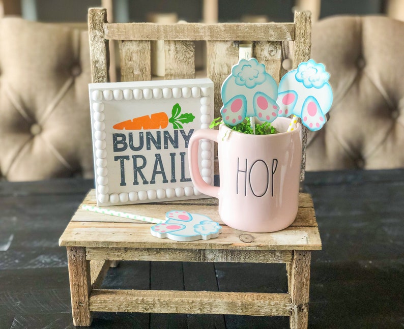 Bunny Butt Pick, Easter Mug Topper, Easter Tiered Tray Decor, Bunny Butt Mug Topper, Wooden Bunny Butt Decor, Bunny Tiered Tray Decor image 1