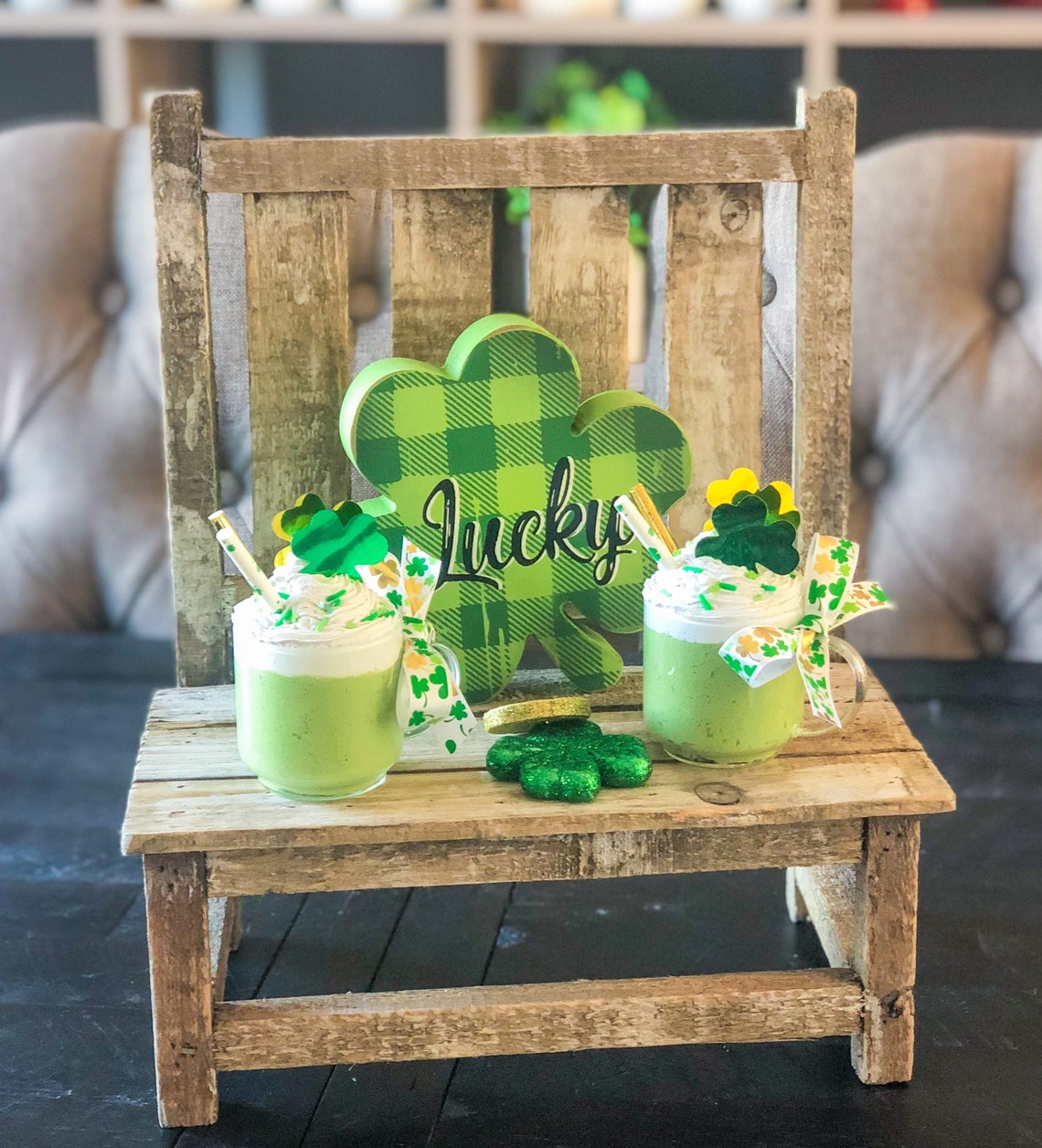 Fake Shamrock Shake Mini Mug St Patrick s Tiered Tray Etsy