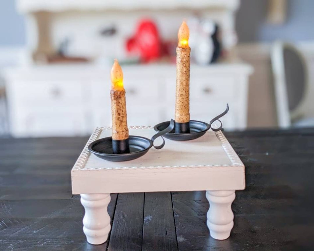 Burnt Ivory Taper Candle, Battery Operated Candle, LED Taper Candle