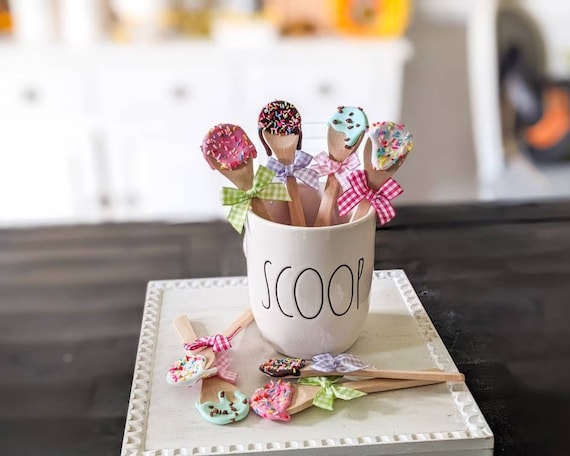 Fake Ice Cream Spoon, Ice Cream Tiered Tray Decor, Mug Toppers, Summer Tiered Tray, Rae Dunn Accessories, Faux Ice Cream Scoop
