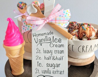 Ice Cream Sign, Mini Cutting Board, Ice Cream Tiered Tray Decor, Summer Tiered Tray, Rae Dunn Accessories, Ice Cream Party Decorations