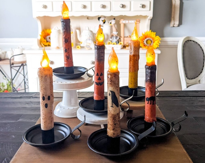 Halloween Candle, Battery Operated Candle, Halloween Taper Candle