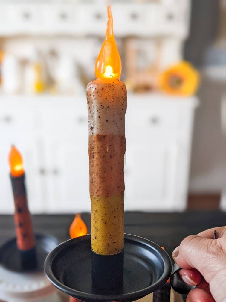 Halloween Candle, Battery Operated Candle, Halloween Taper Candle, Timer Candle, Jack O'Lantern Candle, Ghost Candle, Candy Corn Candle