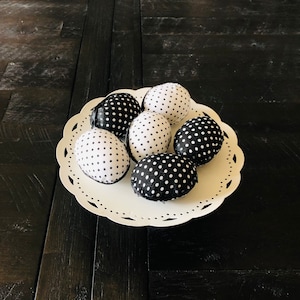 Black and White Easter Eggs, Egg Bowl filler, Eggs for crafting, Easter egg decorations, Fabric Easter eggs, Easter Tiered tray Decor