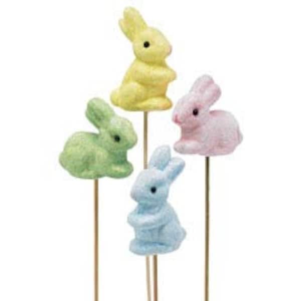 Marshmallow Bunny Pick, Easter Pick, Bunny Wreath Pick, Easter Floral Pick, Wreath Supplies, Floral Arranging Supplies, Easter Floral Stems