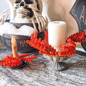 Fall Candle Ring, Orange Sallowthorn Candle Ring, Taper Candle Ring, Pillar Candle Ring, Fall Floral Accent, Halloween Candle Ring