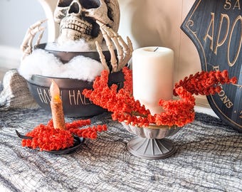 Fall Candle Ring, Orange Sallowthorn Candle Ring, Taper Candle Ring, Pillar Candle Ring, Fall Floral Accent, Halloween Candle Ring