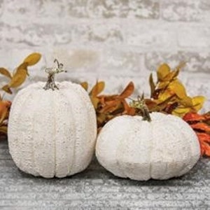 White Artificial Pumpkin, Foam Pumpkin, Primitive Pumpkin Decor, Pumpkin Wreath Attachment, Fall Pumpkin Decor, Cottage Fall Decor image 3