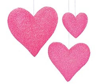 Pink Hanging Heart, Foam Heart Decorations, Heart Wreath Attachment, Heart Door Hanger