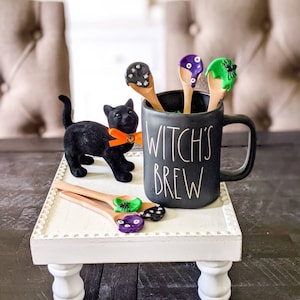 Witch&#39;s Brew Mini Spoons, Halloween Mug Toppers, Halloween Tiered Tray, Rae Dunn Accessories, Witch Cauldron, Witch Kitchen Decor, Fake Food