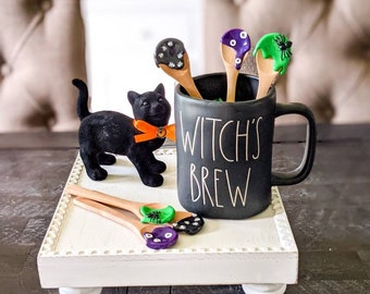 Witch&#39;s Brew Mini Spoons, Halloween Mug Toppers, Halloween Tiered Tray, Rae Dunn Accessories, Witch Cauldron, Witch Kitchen Decor, Fake Food