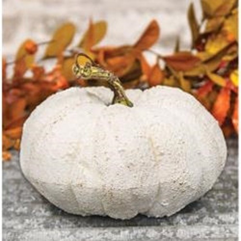 White Artificial Pumpkin, Foam Pumpkin, Primitive Pumpkin Decor, Pumpkin Wreath Attachment, Fall Pumpkin Decor, Cottage Fall Decor Round Pumpkin
