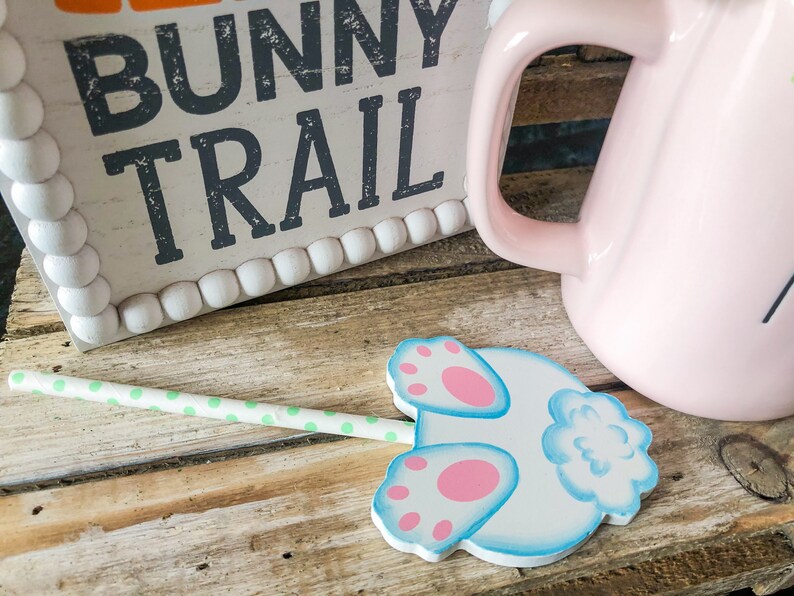 Bunny Butt Pick, Easter Mug Topper, Easter Tiered Tray Decor, Bunny Butt Mug Topper, Wooden Bunny Butt Decor, Bunny Tiered Tray Decor image 4