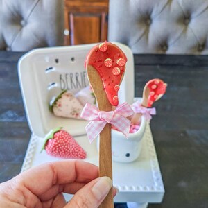 Fake Strawberry Jam Mini Spoon, Strawberry Tiered Tray Decor, Strawberry Mug Topper, Summer Tiered Tray, Rae Dunn Accessories image 5