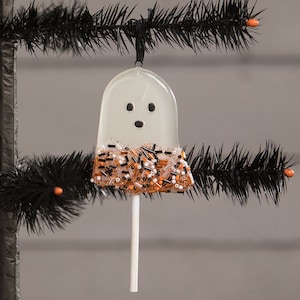 Ghost Lollipop Ornament, Bethany Lowe Designs, Halloween Tree Ornament, Ghost Decoration, Halloween Candy Decor, Ghost Boy, Ghost Girl