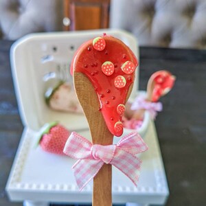 Fake Strawberry Jam Mini Spoon, Strawberry Tiered Tray Decor, Strawberry Mug Topper, Summer Tiered Tray, Rae Dunn Accessories image 7
