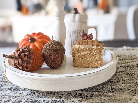 Mini Fall Sign, Mini Hay Bale for Tiered Tray, Fall Tiered Tray Decor,  Pumpkin Patch Sign, Autumn Hutch Decor, Small Straw Bale 