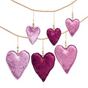 Velvet Heart Ornaments, Valentine&#39;s Tree Decoration, Heart Wreath Attachment, Valentine&#39;s Heart Decor, Hanging Heart, Wreath Embellishments