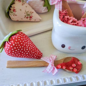 Fake Strawberry Jam Mini Spoon, Strawberry Tiered Tray Decor, Strawberry Mug Topper, Summer Tiered Tray, Rae Dunn Accessories image 8