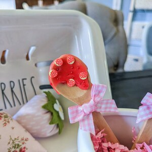 Fake Strawberry Jam Mini Spoon, Strawberry Tiered Tray Decor, Strawberry Mug Topper, Summer Tiered Tray, Rae Dunn Accessories image 3