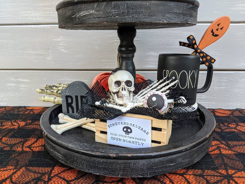 Halloween Mini Crate Halloween Tiered Tray Decor Rae Dunn Etsy