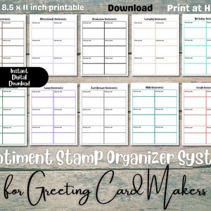 Sistema de organização de selos de sentimento de 20 páginas para fabricantes de cartões e scrapbookers | Organizador de Sentimentos | Criação de cartões para impressão também | Organizador de selos