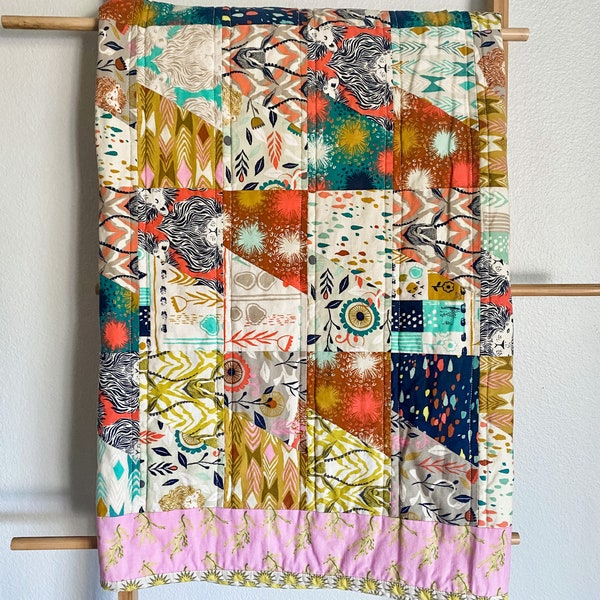 Handmade Quilt - Funky Safari Quilt - Throw size quilt - Bright quilt