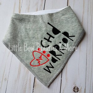May include: Gray bandana with a red heart and the text "CHD Warrior" in black.