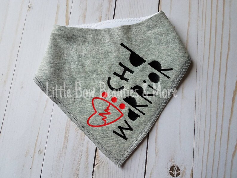 May include: Gray bandana with a red heart and the text "CHD Warrior" in black.