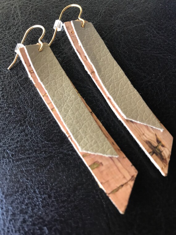 Leather Bar Shape Earrings