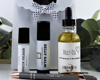 Gift For Pregnant Mom | Pregnancy Gift For Wife, Best Friend, Daughter, BFF | Expecting Mother Gift | Belly OIl, Belly Balm, Magnesium Gift