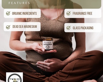 Loción de magnesio para el embarazo. Crema de magnesio, cloruro de magnesio, Mar Muerto, loción de magnesio de saúco y miel, minerales tópicos naturales para embarazadas