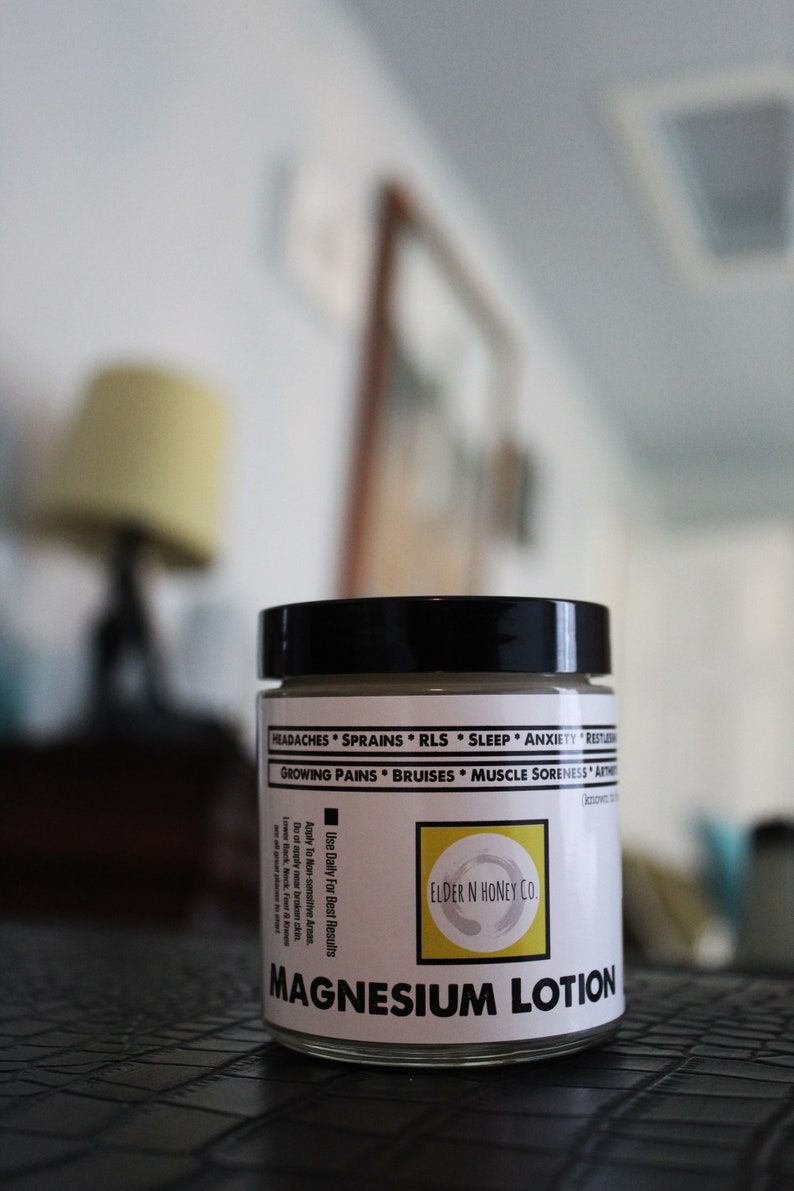 Organic Magnesium Lotion Sore Muscles Growing Pains RLS Etsy