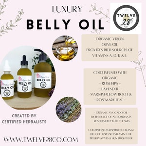 Organic Belly Oil, Pregnancy Mom to be gift, Helps Prevent Stretch Marks, Vegan, Gift for Pregnant Mom to be, Belly Butter Cream Alternative image 2