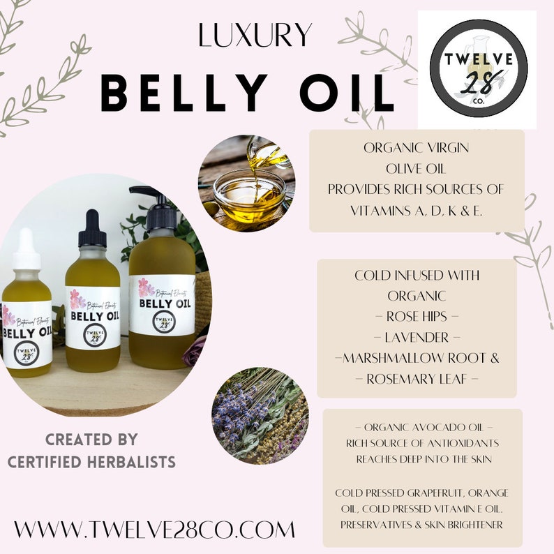 Organic Belly Oil, Pregnancy Mom to be gift, Helps Prevent Stretch Marks, Vegan, Gift for Pregnant Mom to be, Belly Butter Cream Alternative image 2