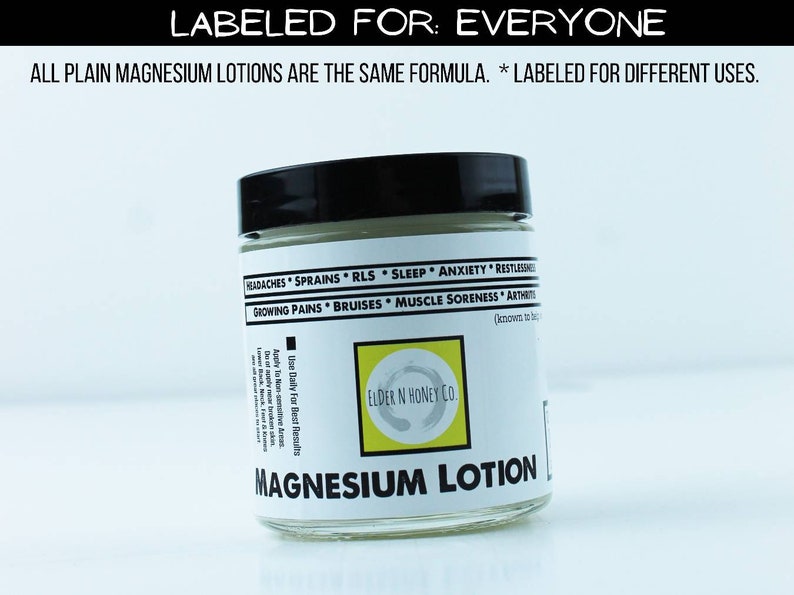 Organic Magnesium Lotion Sore Muscles Growing Pains RLS Etsy