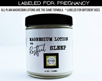 Organic Magnesium Lotion For Sleep, Pregnancy Safe, Magnesium Body Cream, RLS, Sore Muscles, Elder N Honey Magnesium Lotion, Pregnancy Gift