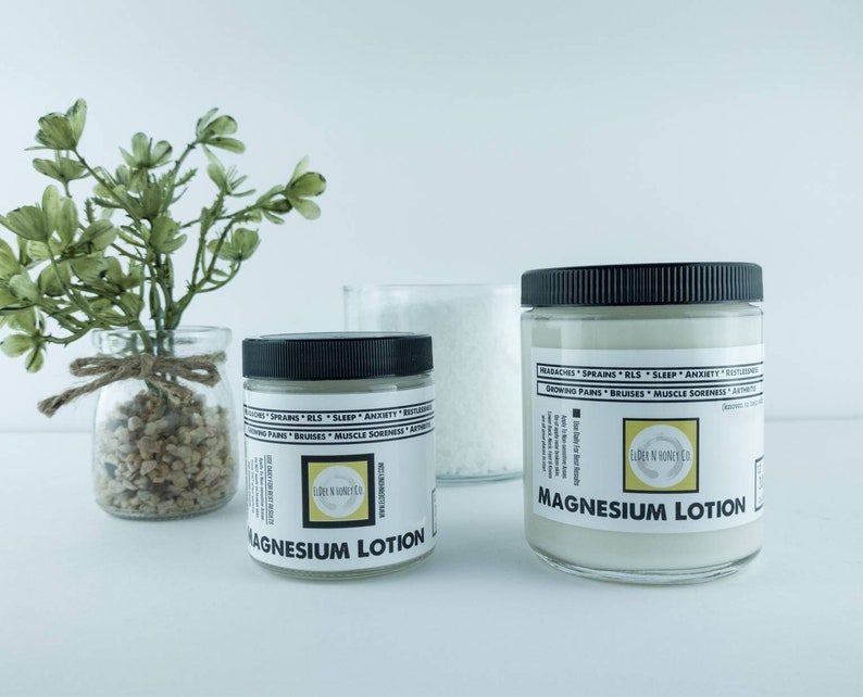 Organic Magnesium Lotion Sore Muscles Growing Pains RLS Etsy