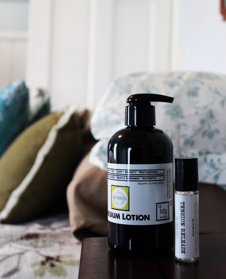 Organic Magnesium Lotion Sore Muscles Growing Pains RLS Etsy